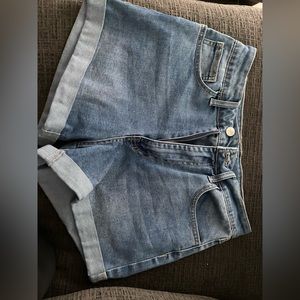 High waisted denim shorts